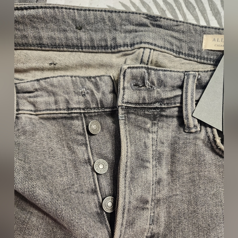 Allsaints Men's Cigarette Skinny Fit Jeans Grey - MISSING BUTTON - Picture 11 of 11
